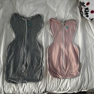 Love to Dream Pink Swaddle with Gray Trim